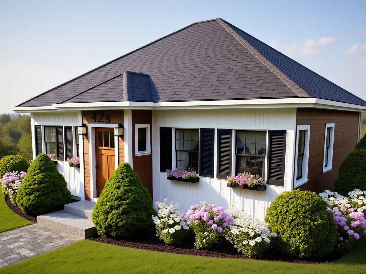 Charming Farmhouse Style Acessory Dwelling Unit, classic columns and front porch, decorative gables, nicely landscaped providing independent living in a well designed ADU.